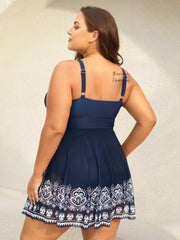Boho Print Mesh V-Neck Swim Dress