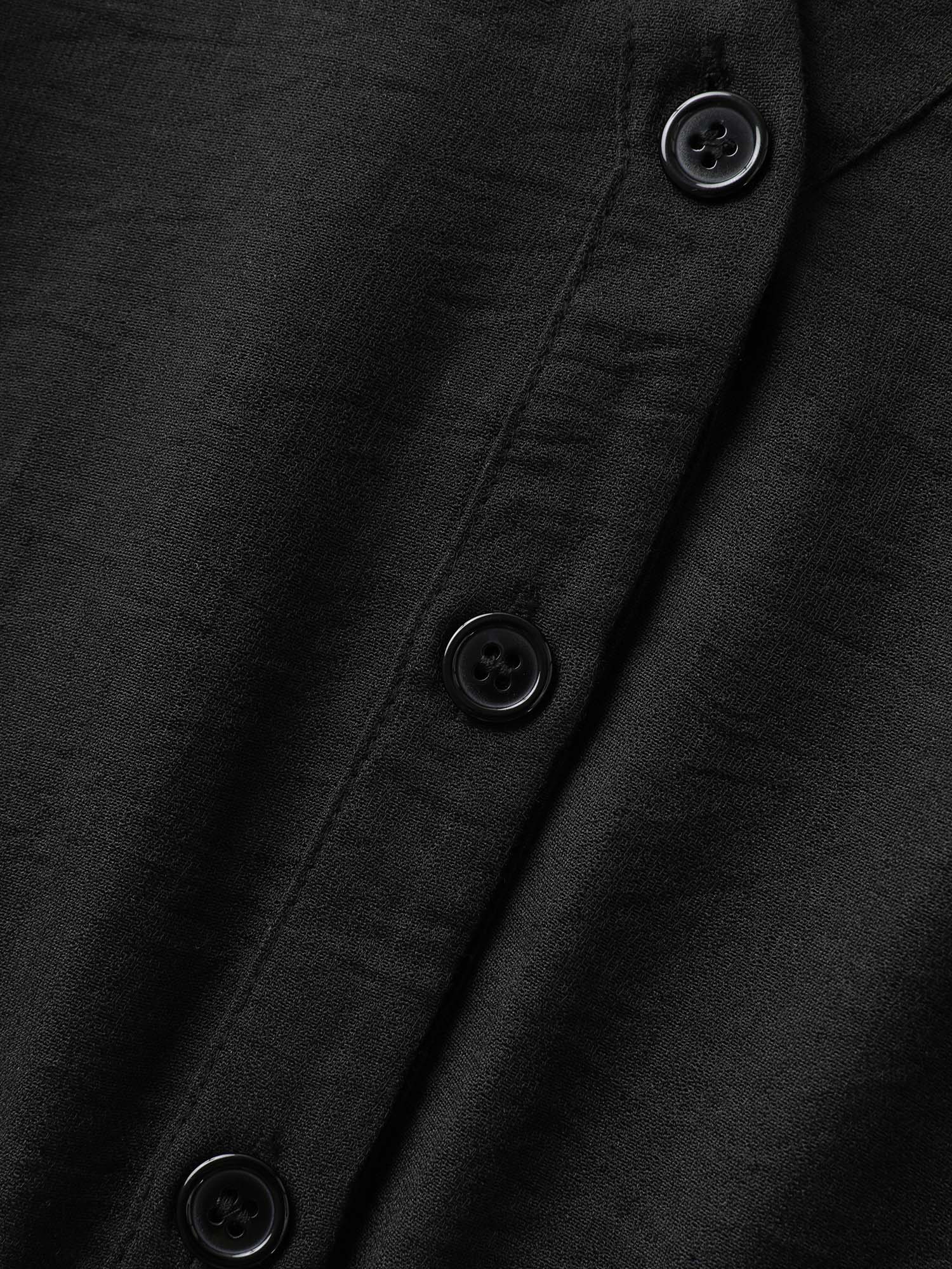 Button Placket Waist-Tie Midi Dress