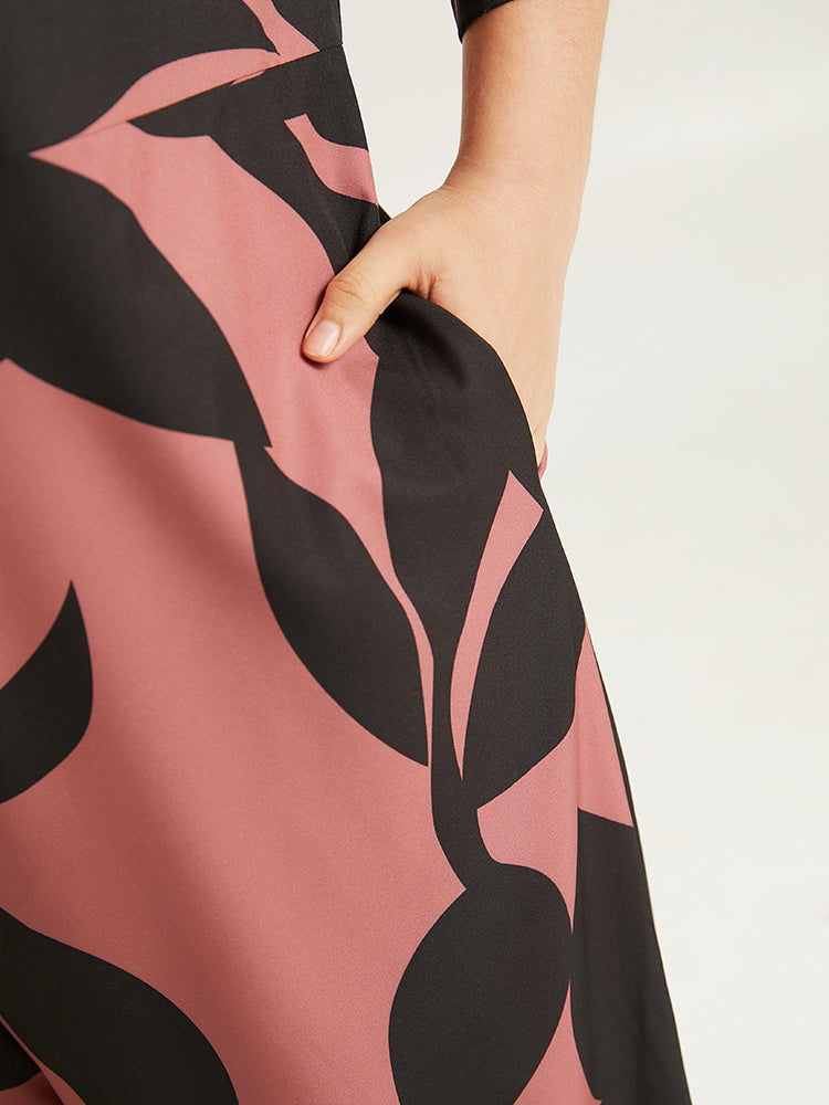 Silhouette Floral Print Zipper Belted Jumpsuit