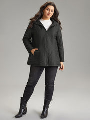 Solid Quilted Zipper Fly Hooded Cotton Jacket