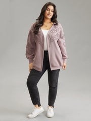 Stereo Flower Design Rib Knit Jacket