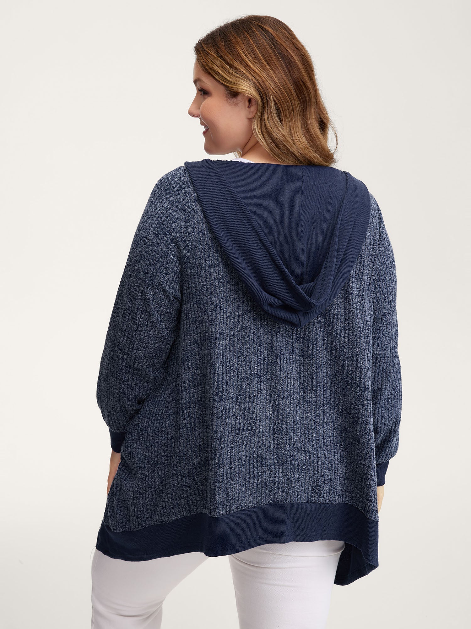 Textured Contrast Edge Hooded Jacket