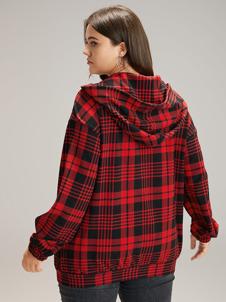 Plaid Zipper Hooded Jacket