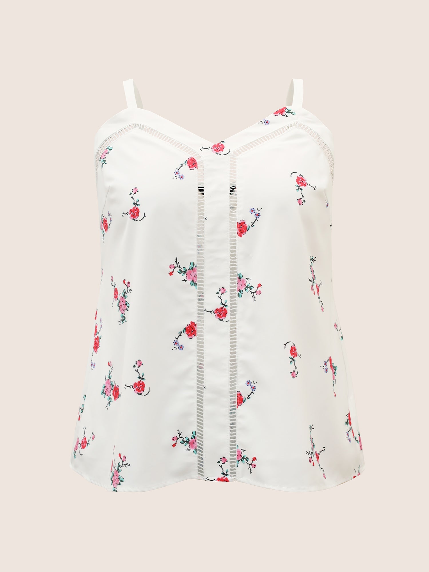 Floral Print Patchwork Cut Out Cami Top