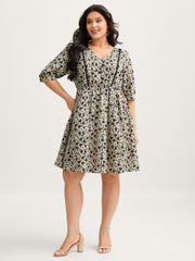 Silhouette Floral Cinched-Waist Midi Dress