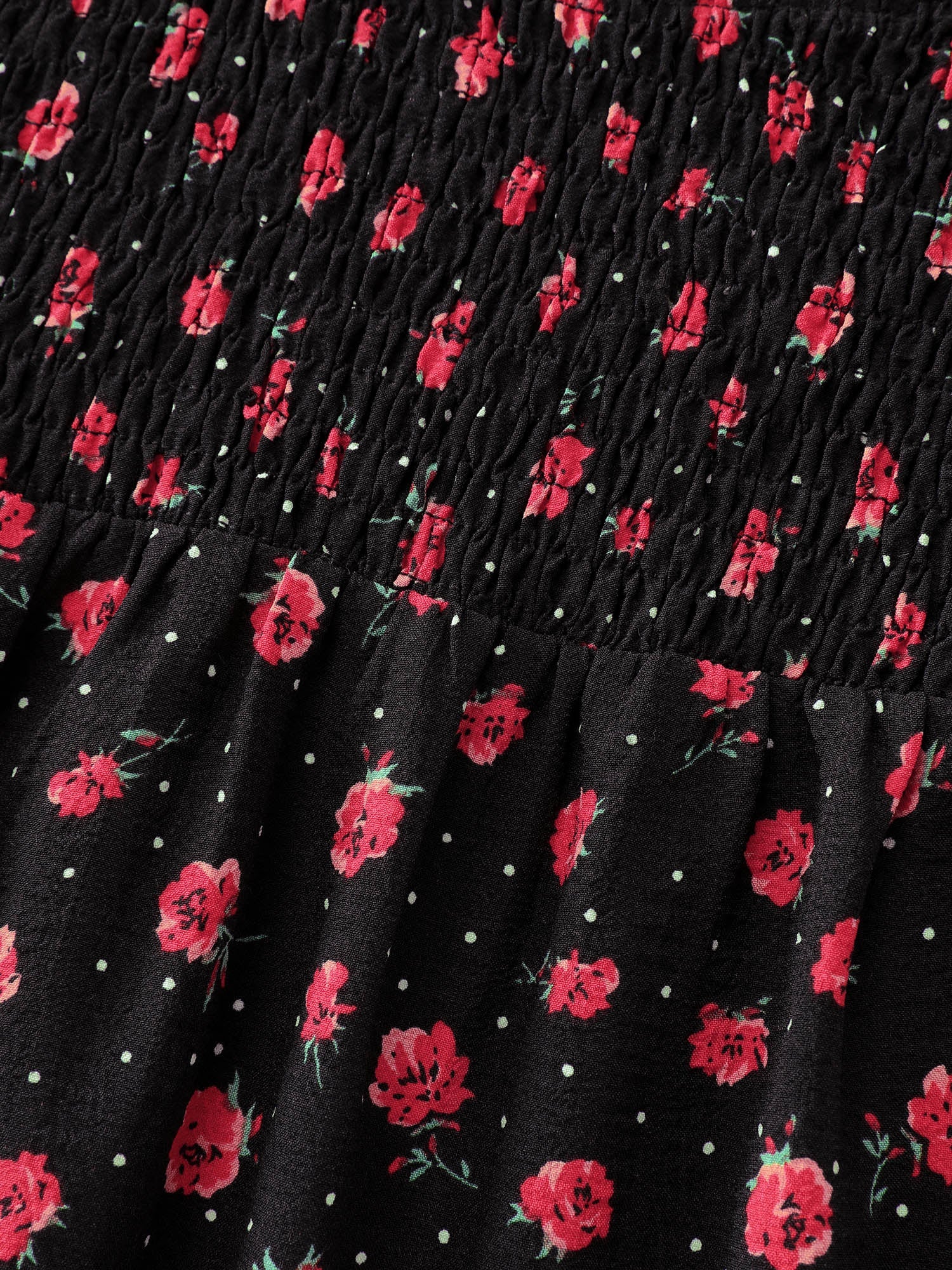 Shirred Ruffled Collar Floral Blouse