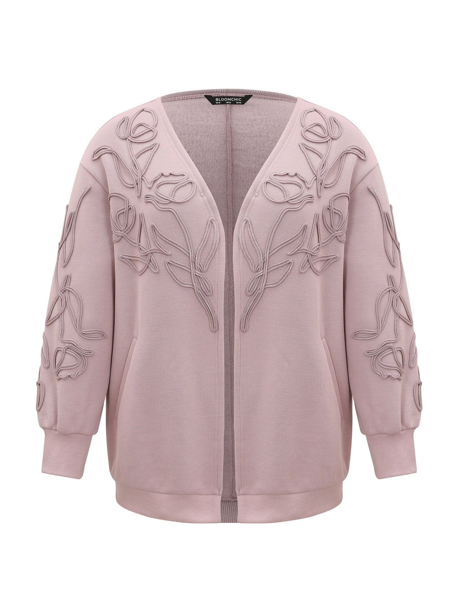 Stereo Flower Design Rib Knit Jacket