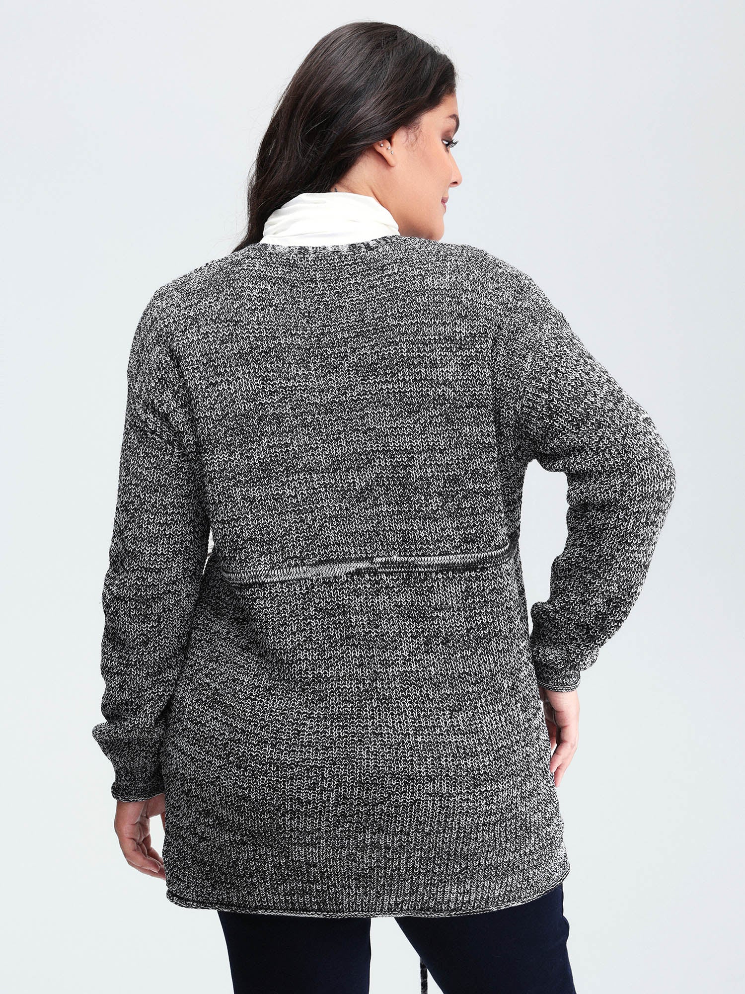 Heather Adjustable Waist Drawstring Knit Cardigan