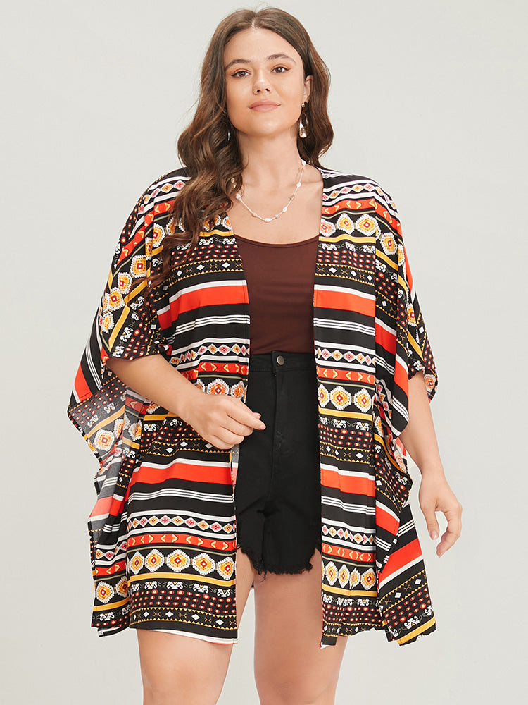 Bandana Dolman Sleeve Open Front Cover Up