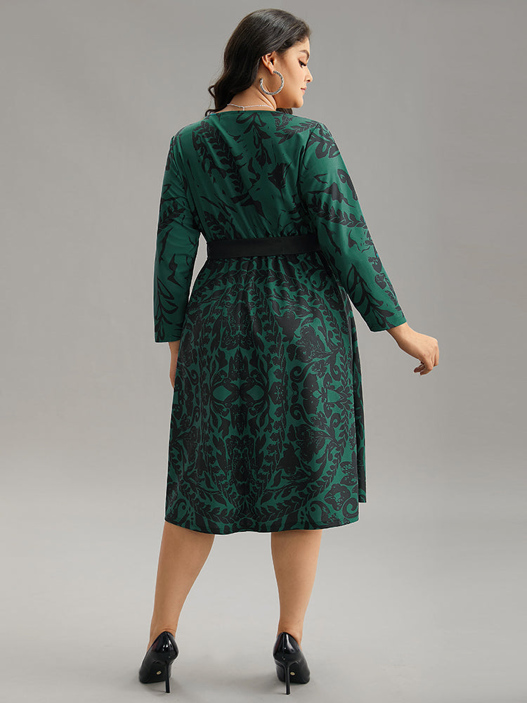 Silhouette Floral Print Belted Wrap Dress