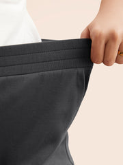 Solid Elastic Waist Carrot Pants