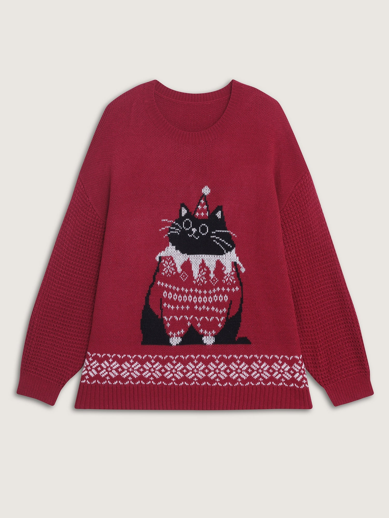 Festive Cat Micro Lantern Sleeve Pullover