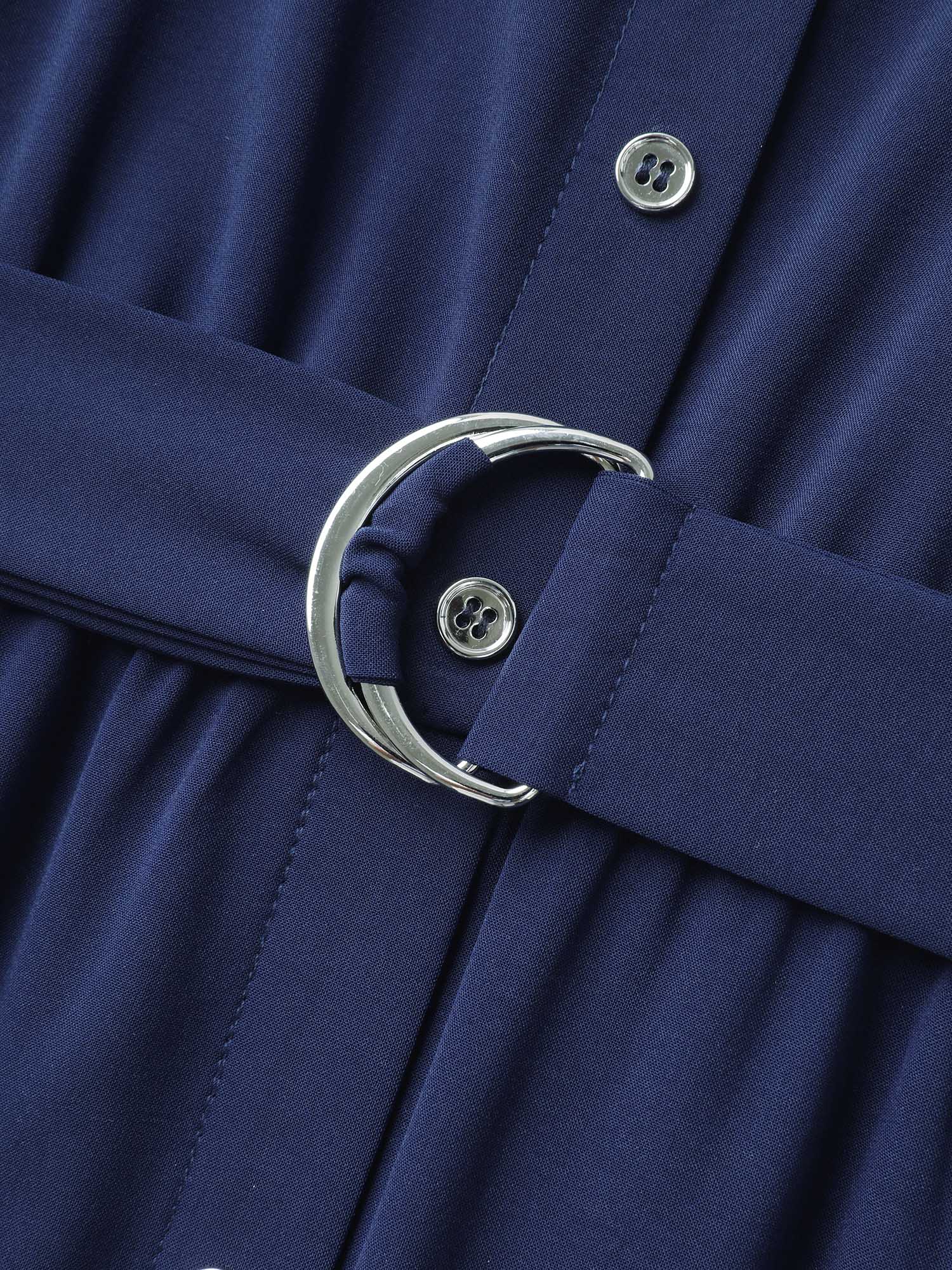 Flutter Sleeve Belted Shirt Dress