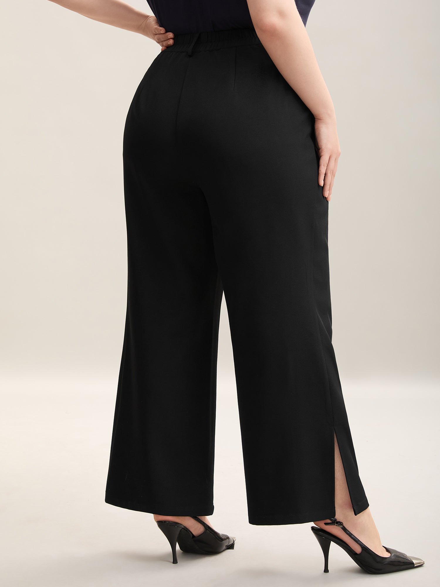 Side Slit Plain Bootcut Pants