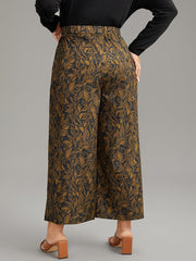 Silhouette Floral Print Elastic Waist Wide Leg Pants