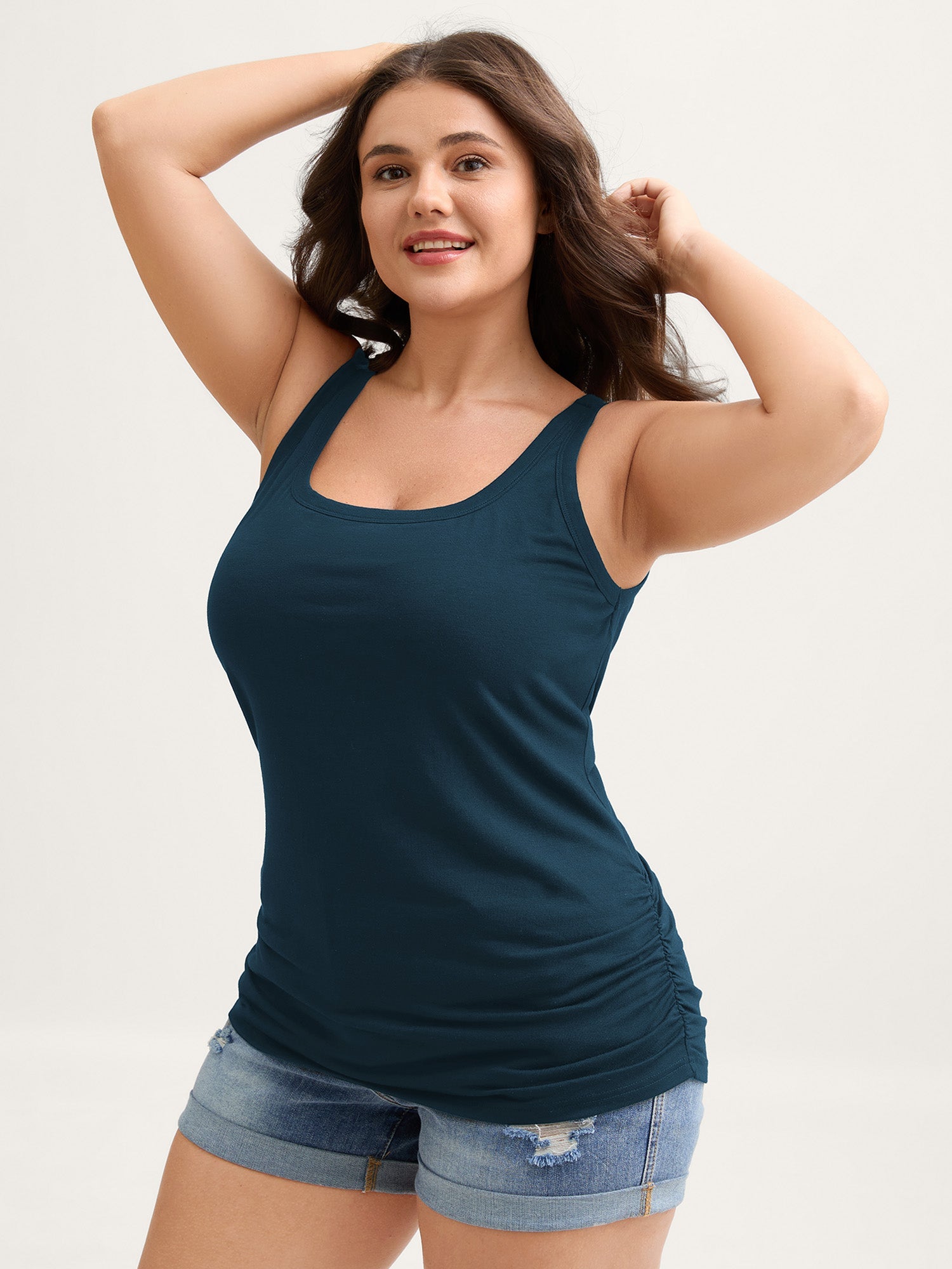 Supportive Bra Pleated Fitted Tank Top