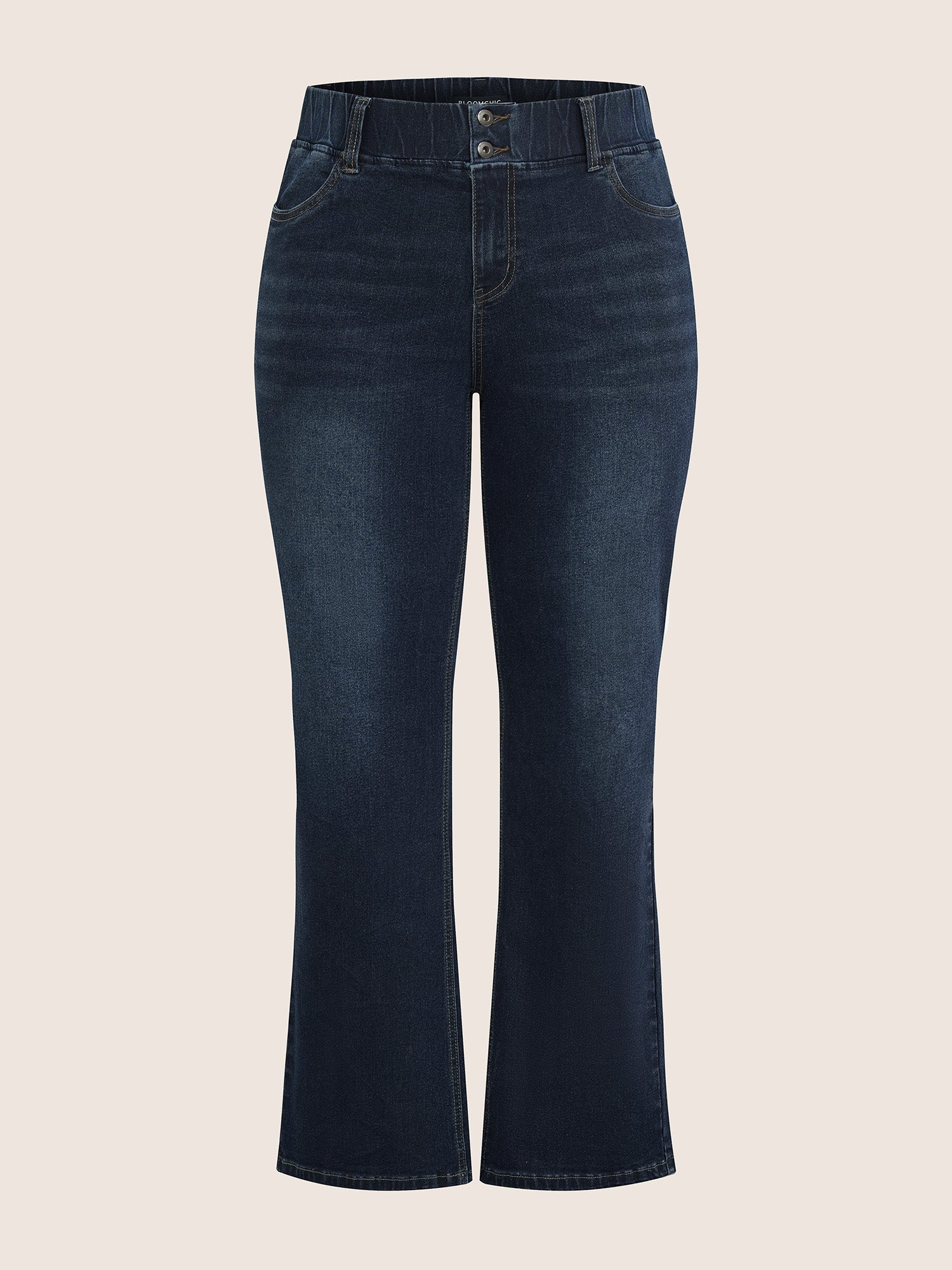 Bootcut Elastic Waist Button Down Jeans