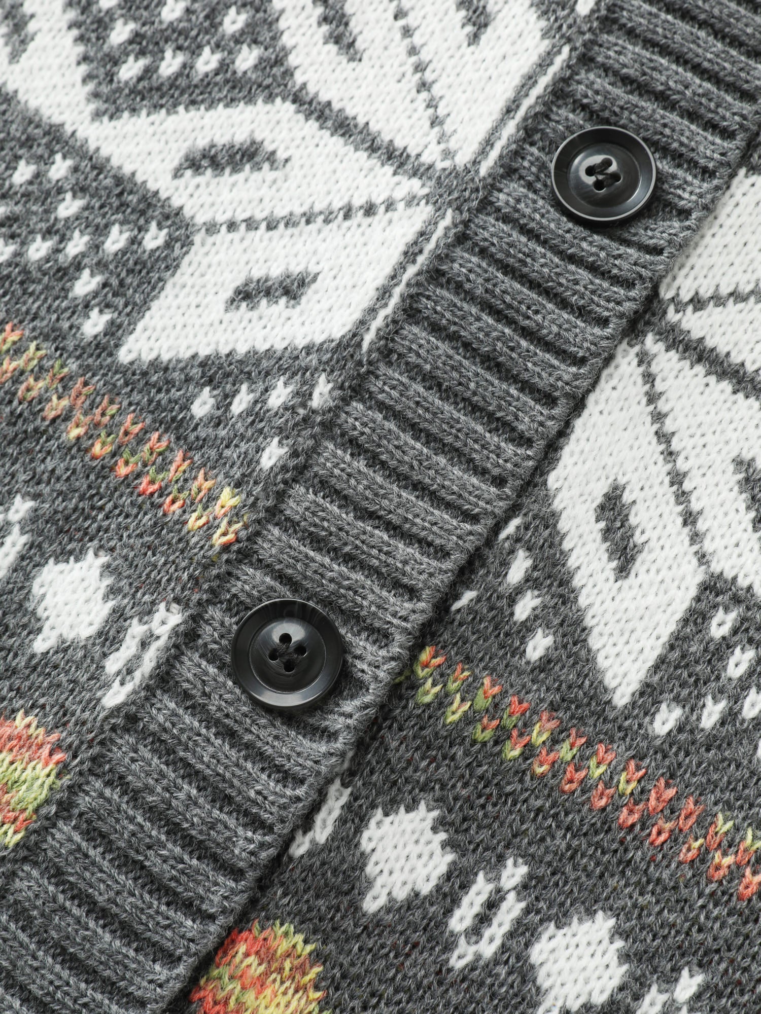 Fair-Isle Pattern Jacquard Knit Cardigan