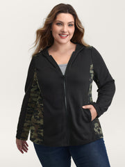 Camouflage Print Contrast Zipper Jacket