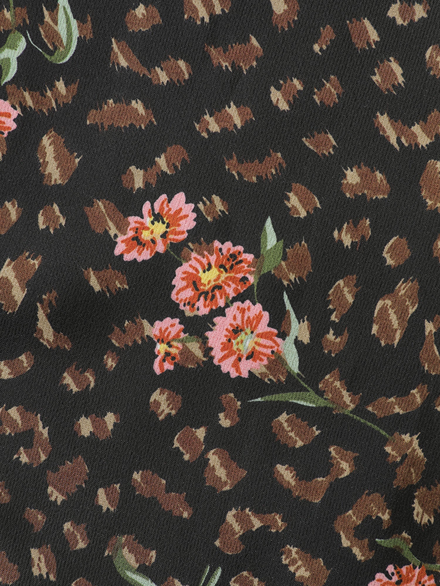 Floral Leopard Print Belted Collar Jumpsuit