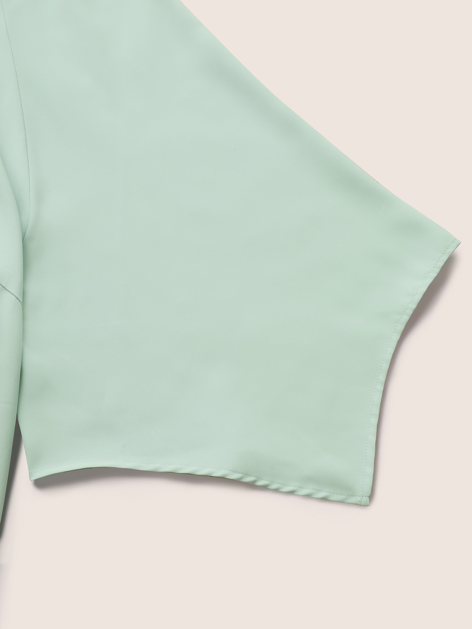 Solid Raglan Sleeve Keyhole Button Up Blouse