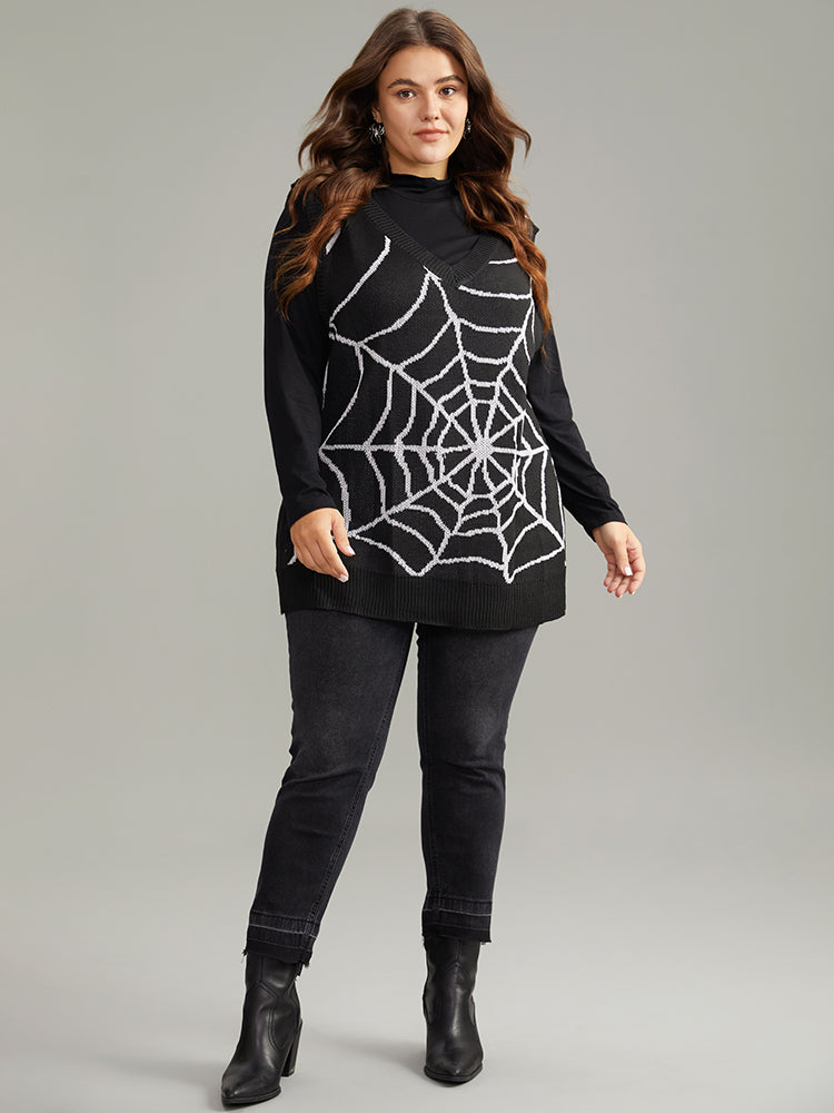 Halloween Supersoft Essentials Spider Web V Neck Sweater Vest