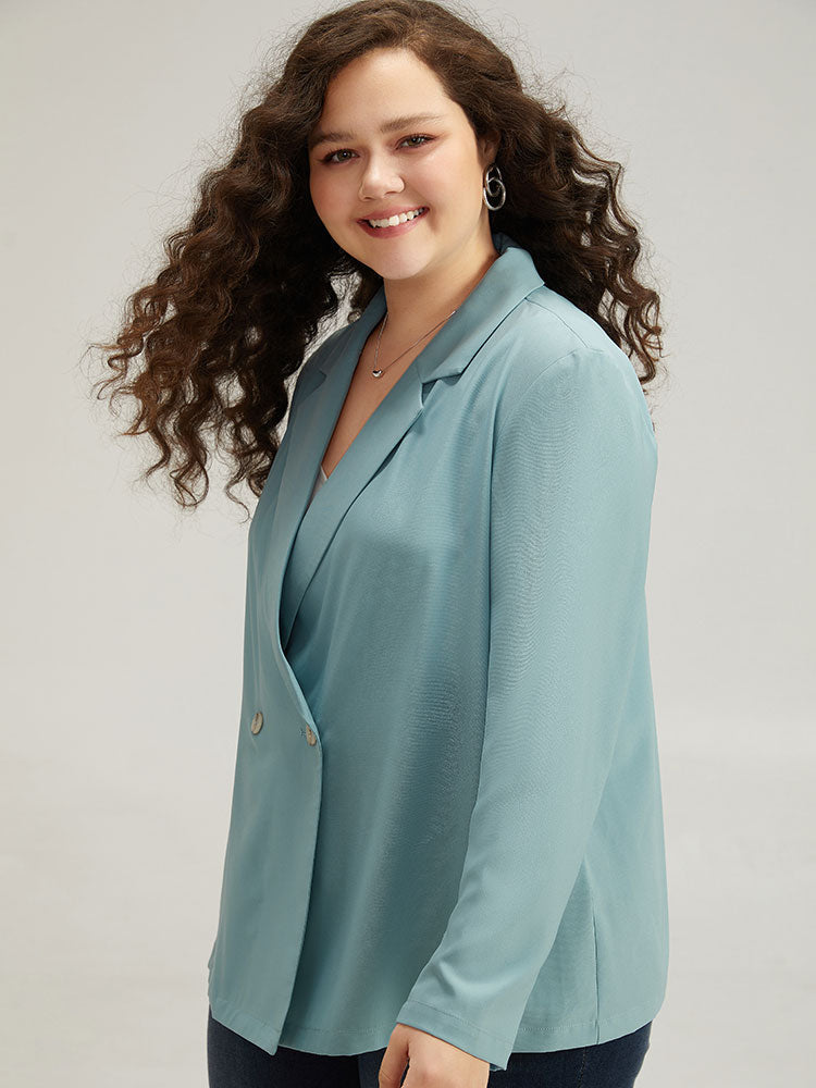 Solid Double Breasted Lapel Collar Blazer