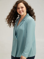 Solid Double Breasted Lapel Collar Blazer