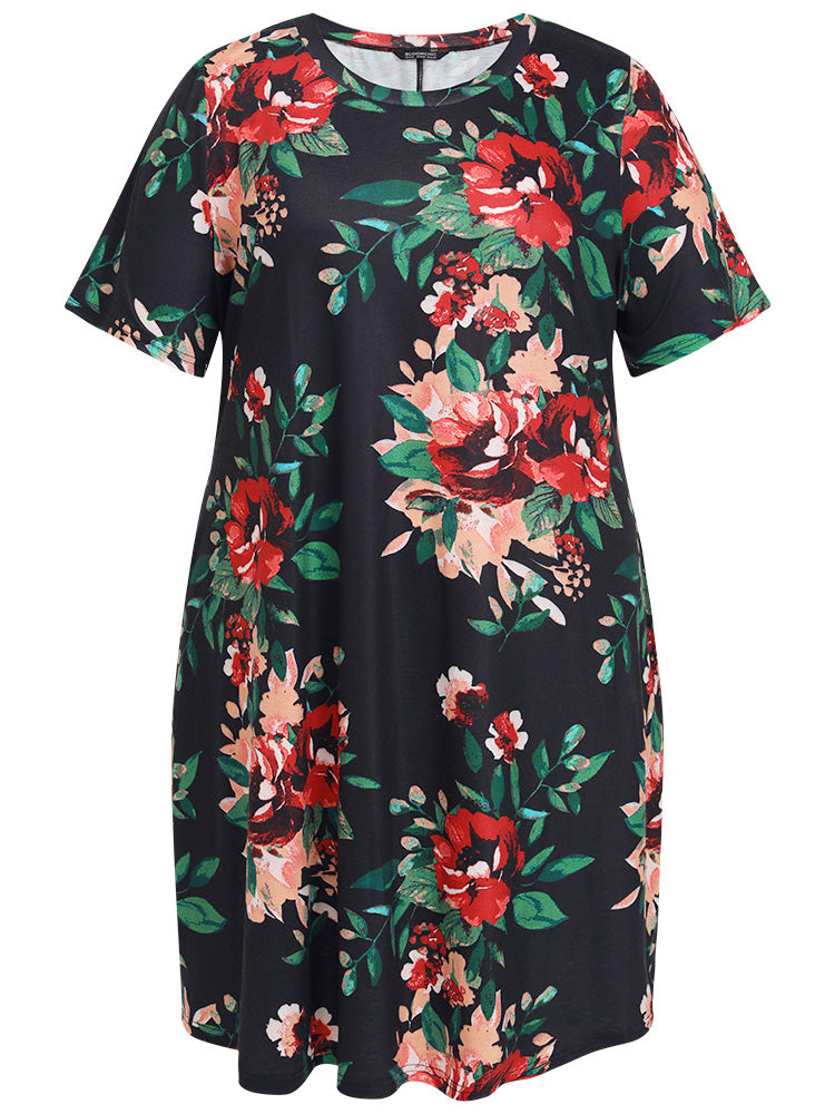 Floral Print Pocket Midi Dress
