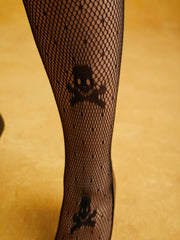 Skeleton Motif Sheer Stockings