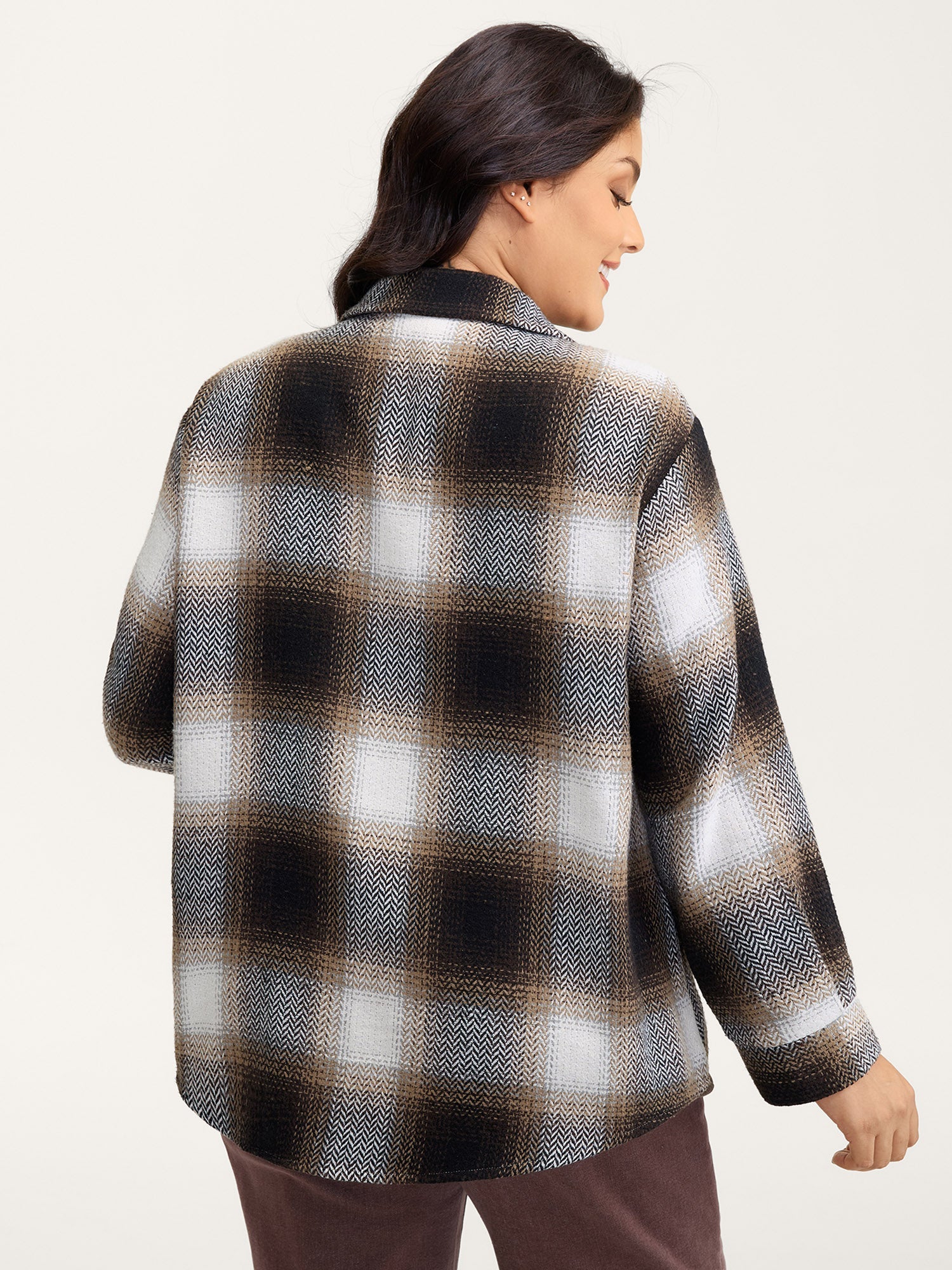 Plaid Print Button-Down Jacket