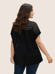 Solid Cut Out Patchwork Split Hem T-shirt