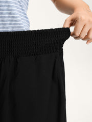 Shirred Wide Waistband Asymmetrical Skirt