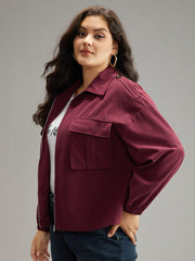 Plain Pocket Zipper Elastic Cuffs Jacket