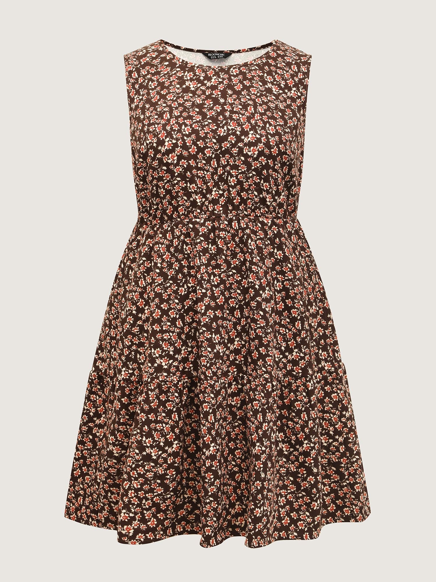 Floral Print Pockets Sleeveless Midi Dress