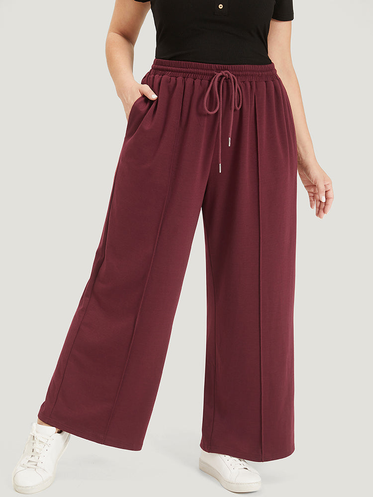 Solid Drawstring Pocket Loose Sweatpants