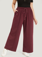 Solid Drawstring Pocket Loose Sweatpants