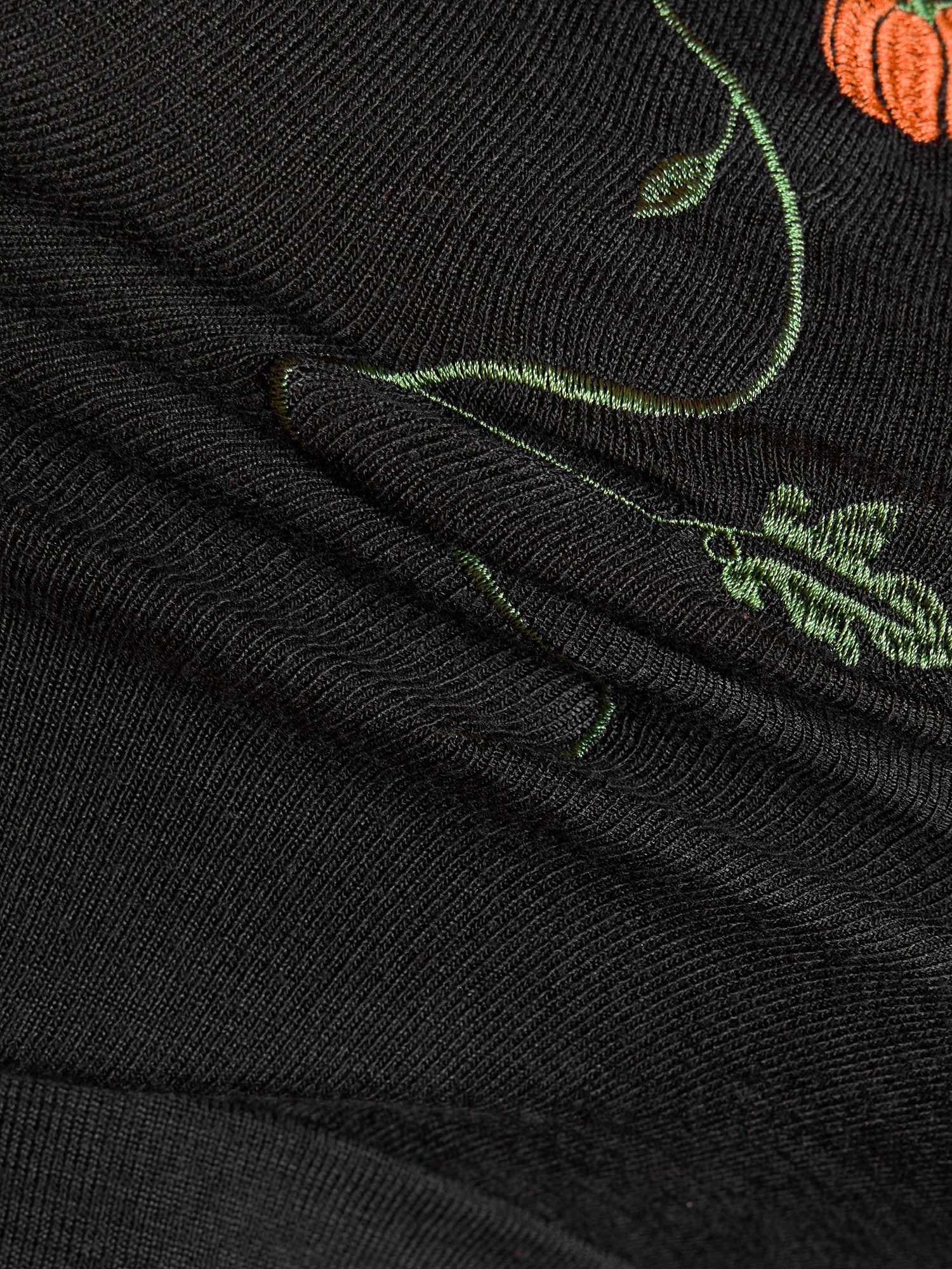 Floral Embroidery Stretch Knit Button Top