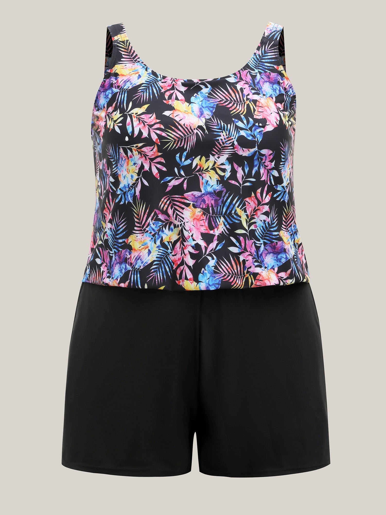 Tropical Print Slit One-Piece Swimsuit