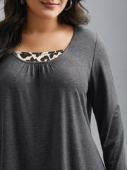 2-in-1 Leopard Print Spliced Knit Top