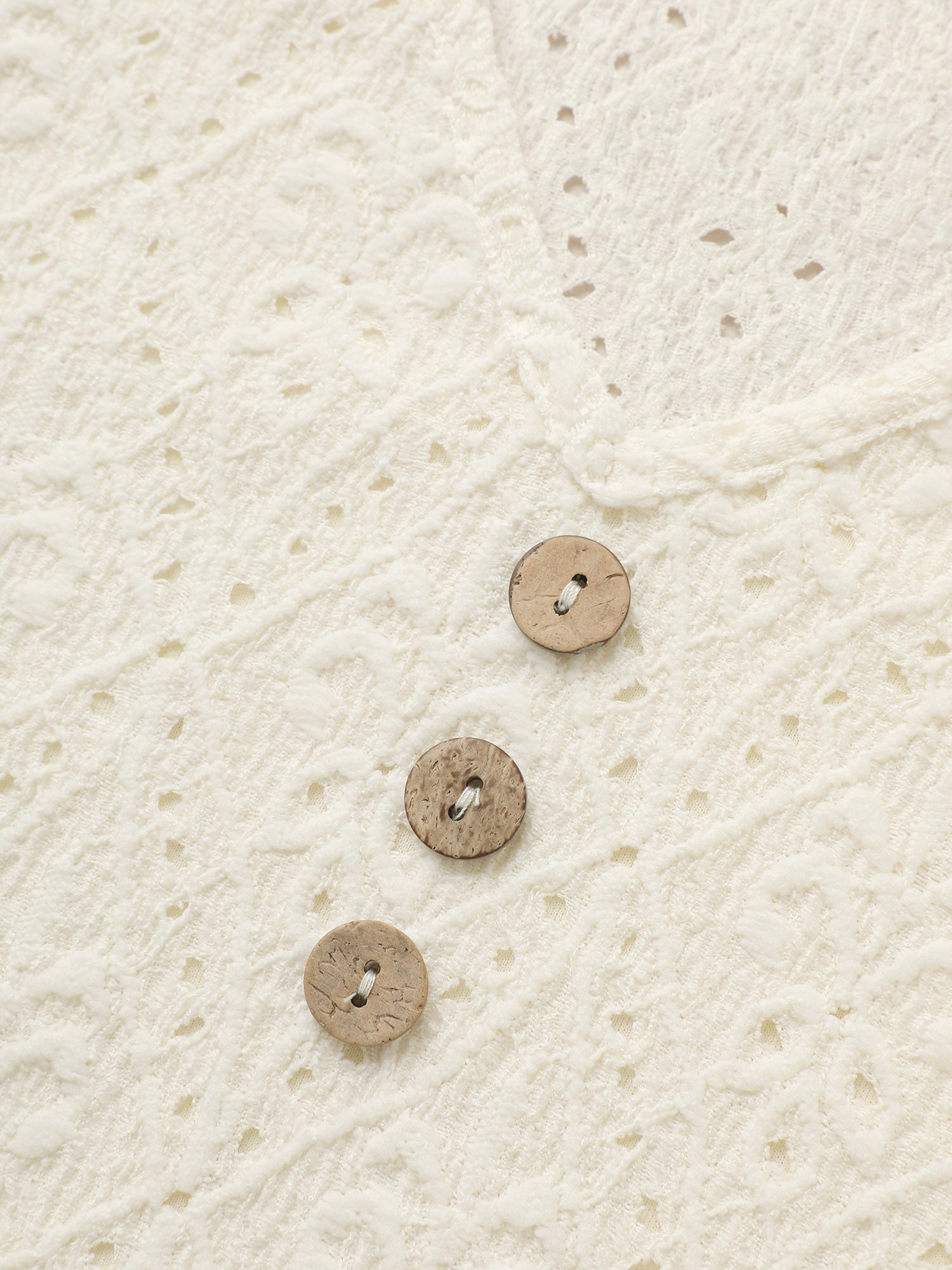 Solid Plisse V Neck Button Detail T-shirt