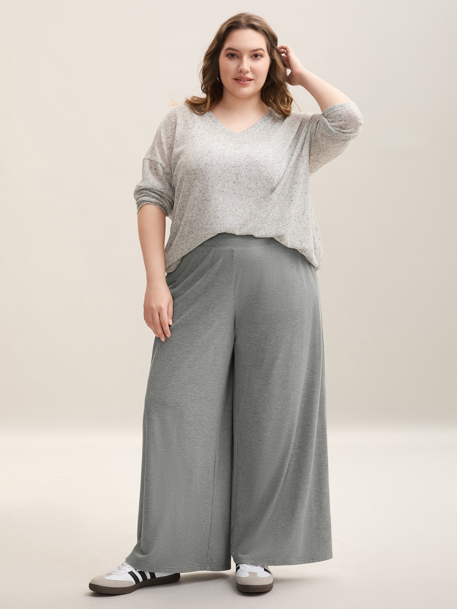 Shirred Waist Wide Leg Pull-On Pants