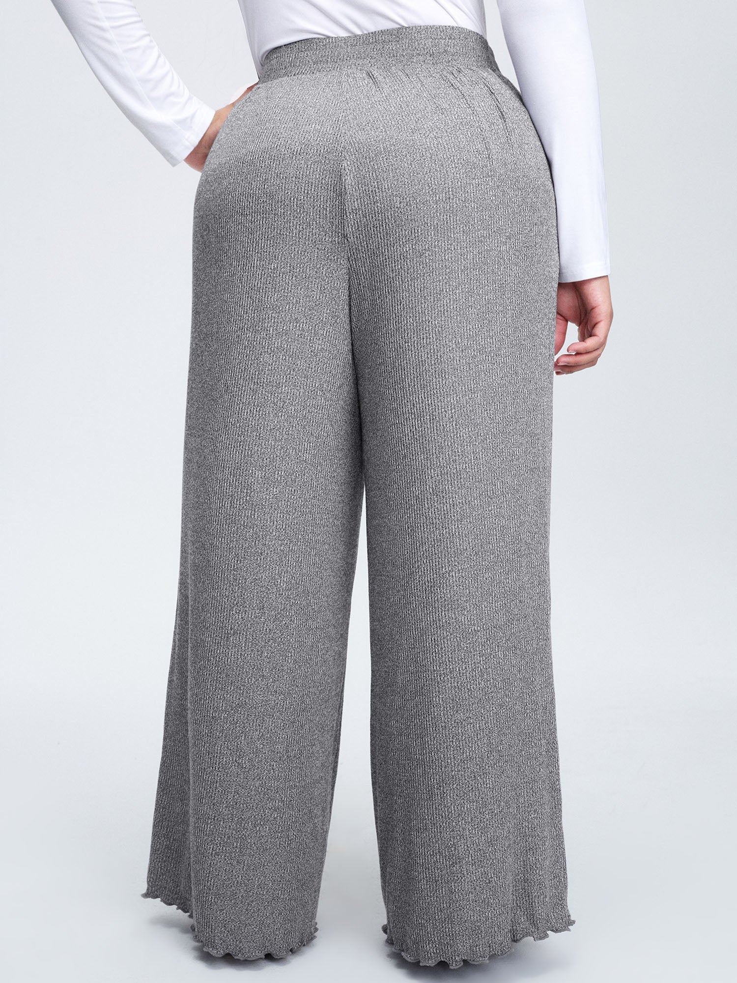 Button Detail Mixed Color Knit Lounge Bottoms