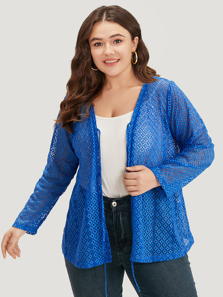 Plain Knot Lace Mesh Hollow Out Jacket