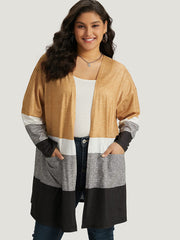 Halloween Anti-Wrinkle Colorblock Contrast Pocket Open Front Kimono