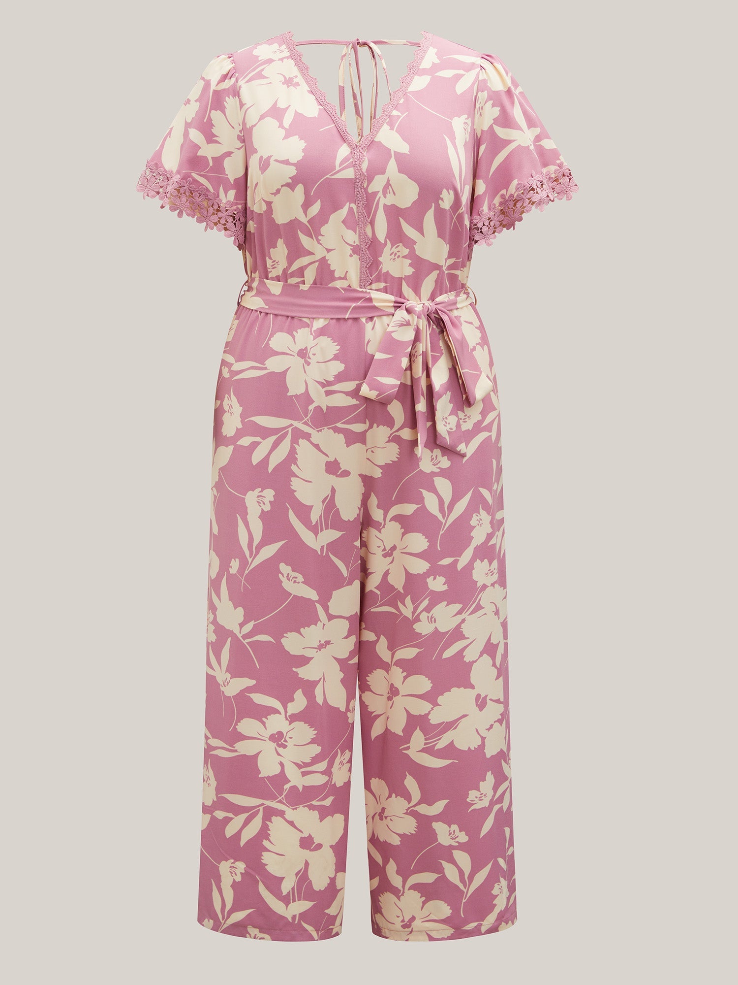 Floral Print Back Tie Jumpsuit