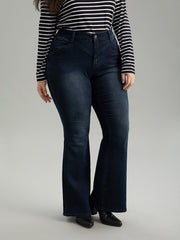 Flare Leg Very Stretchy Pleated Patchwork Jeans