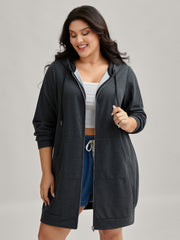 Sweatshirt Longline Solid Jacket