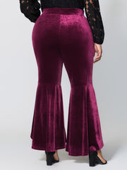 Satin Button Detail Ruffled Pants