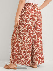 Boho Overlap Slit Belted Wide-Leg Pants